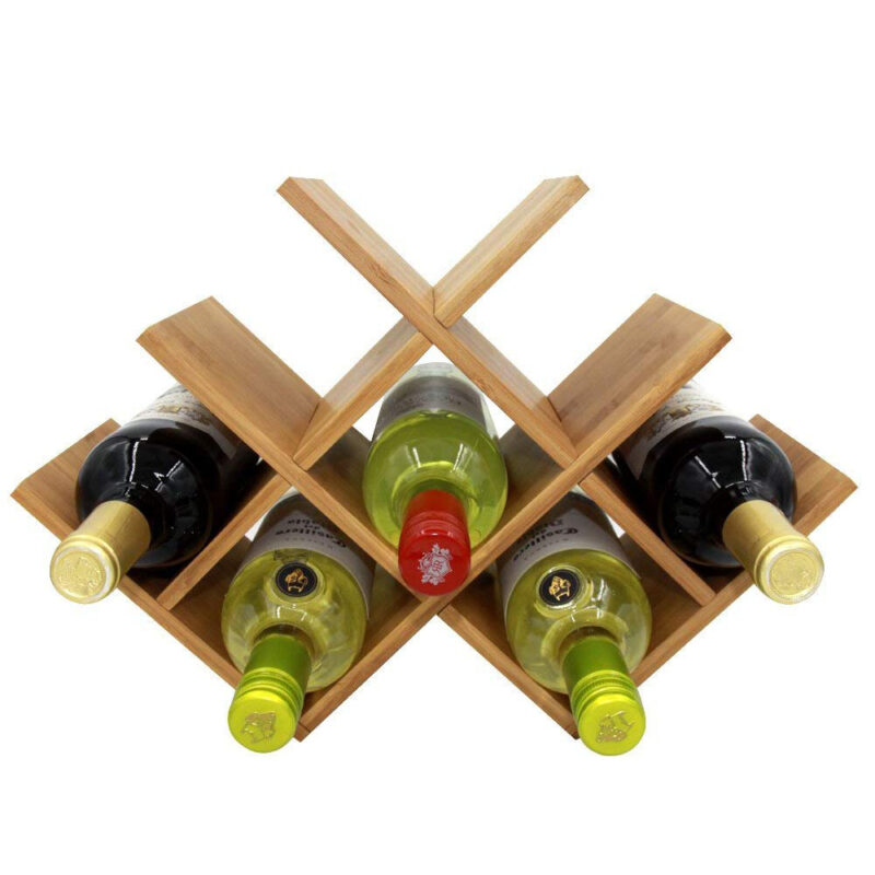 8 Bottle Horizontal Wine Rack Compact Desktop Storage