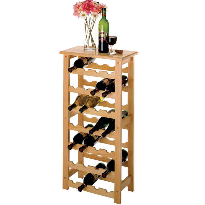 Pine Wood 28-Bottle Wine Rack