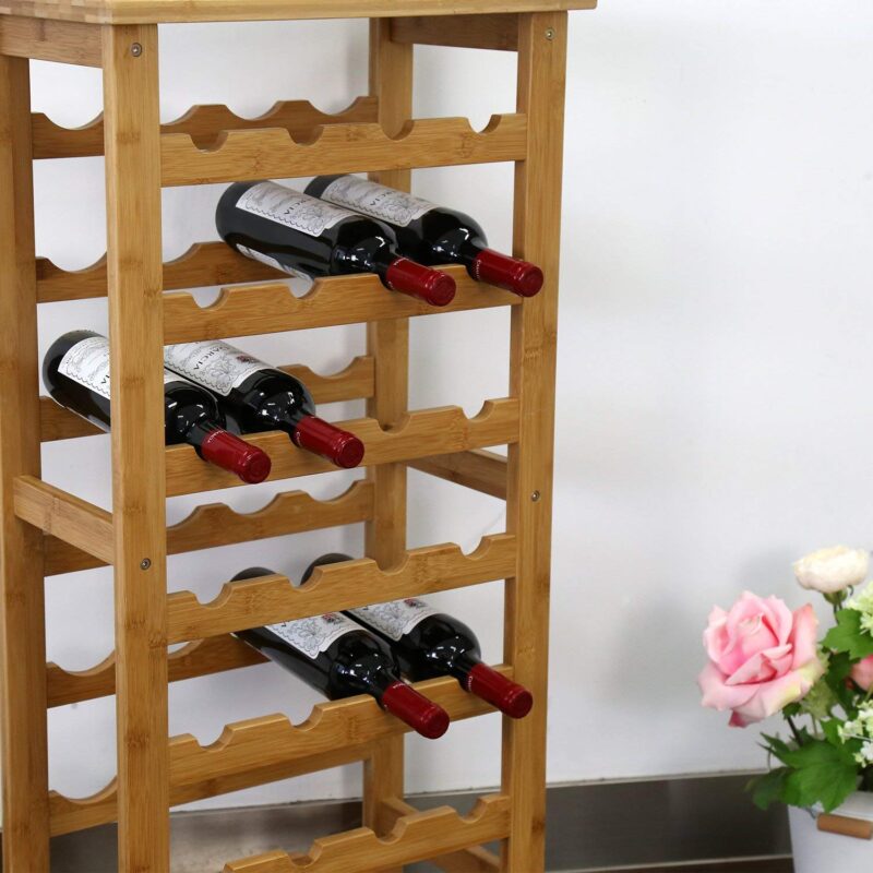 Bamboo 28-Bottle Wine Standing Rack Storage