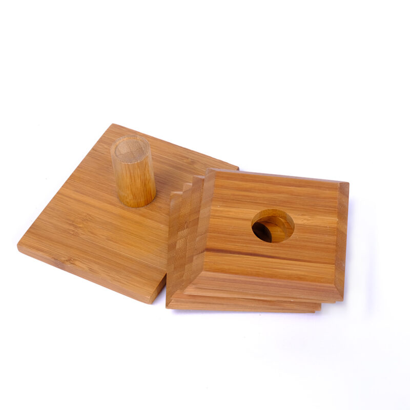 Eco-Friendly 100% Natural Bamboo Coasters 5 Pack with Holder