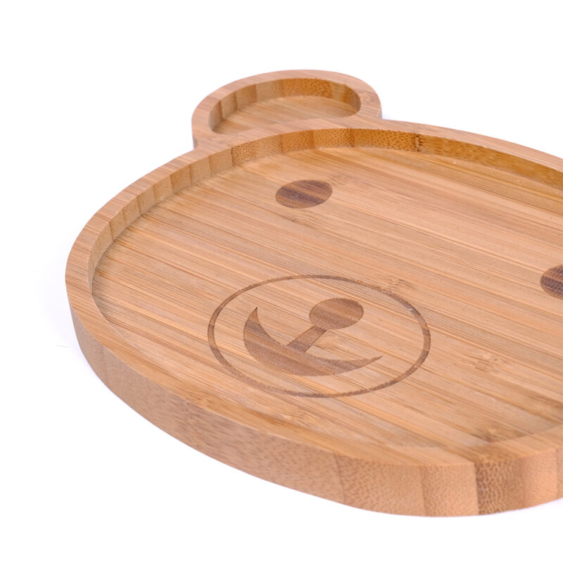 Bamboo Kid Plate Bamboo Dinner Tableware for Baby Feeding Tray (Bear)