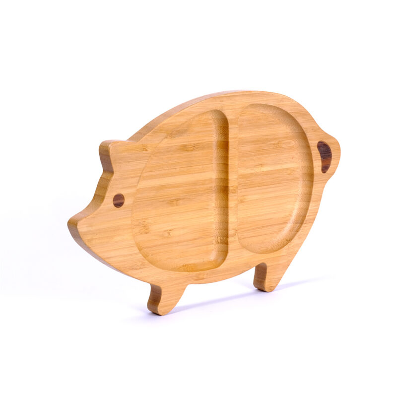 Bamboo Kid Plate Bamboo Dinner Tableware for Baby Feeding Tray (Piggy)