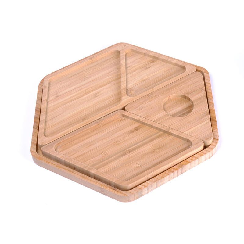 Pentagon 4 Piece/Set Bamboo Plate Bamboo Dinner Tableware Tray Set