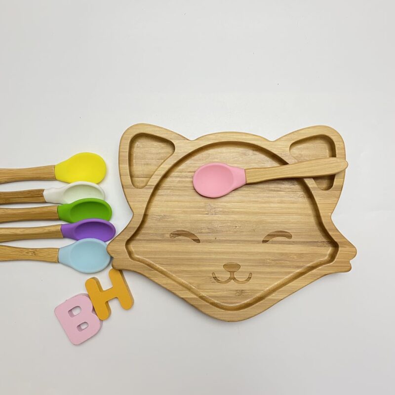 Bamboo Fox Plate With Silicone Suction