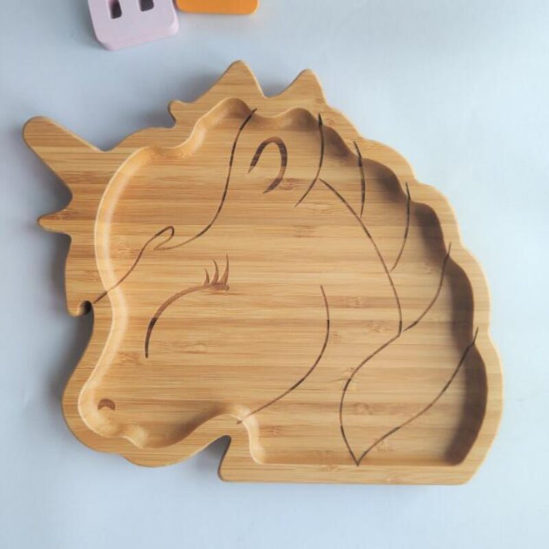 Bamboo Unicorn Plate With Silicone Suction