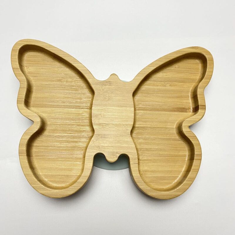 Bamboo Butterfly Divided Plate With Silicone Suction