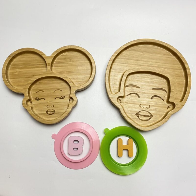 Bamboo Boy Divided Plate With Silicone Suction