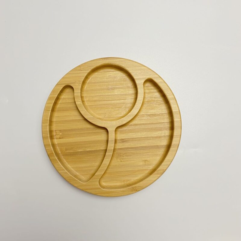 Bamboo Round Divided Plate With Silicone Suction