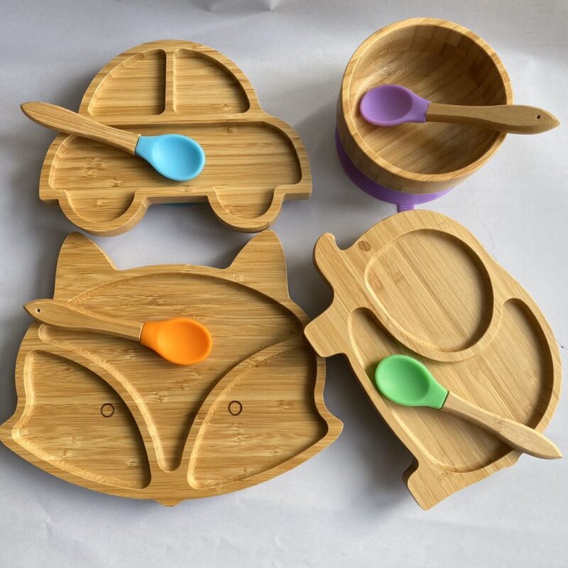 Bamboo Bunny Plate With Silicone Suction