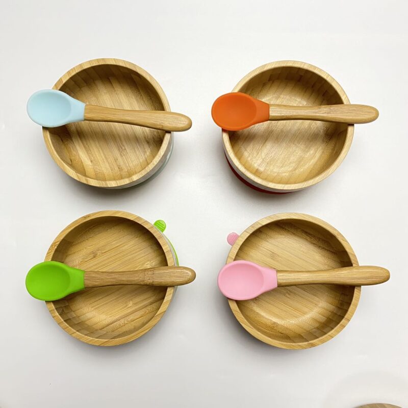 Bamboo Plate Bowl Bibs Set