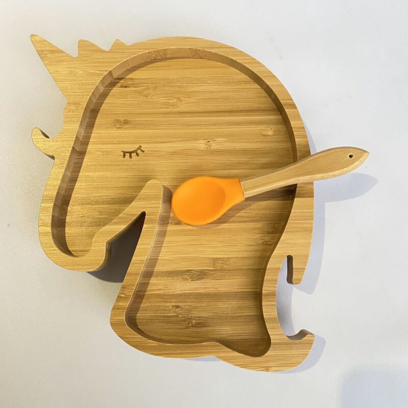 Bamboo Unicorn Plate With Silicone Suction