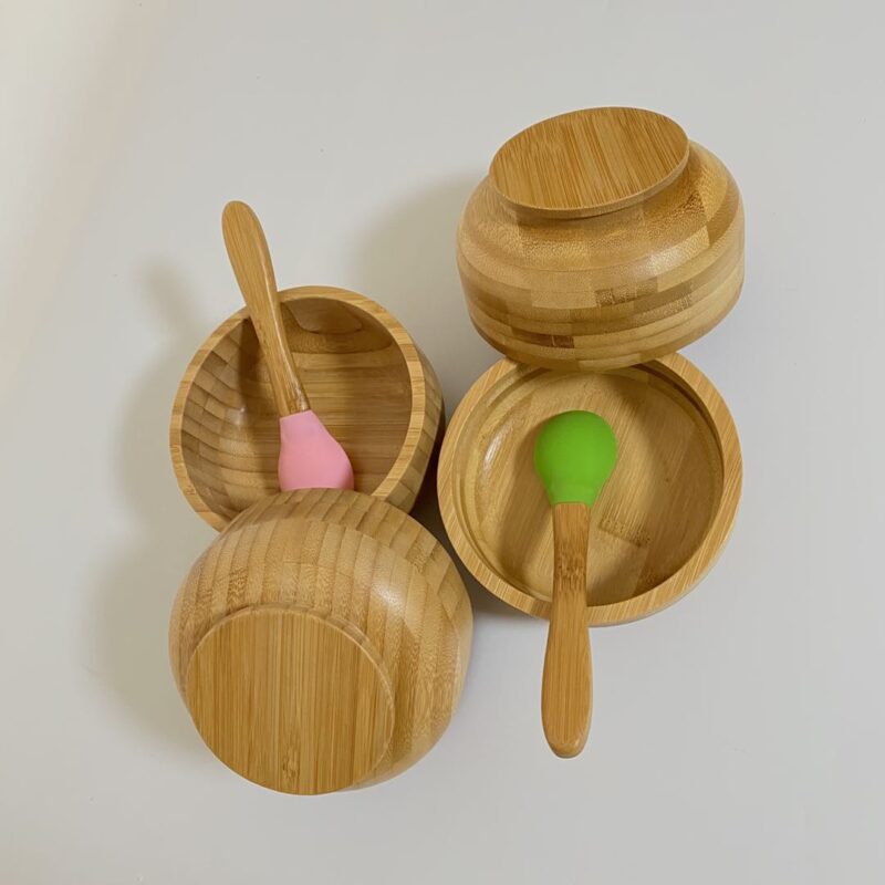 Bamboo Bowl With Silicone Suction