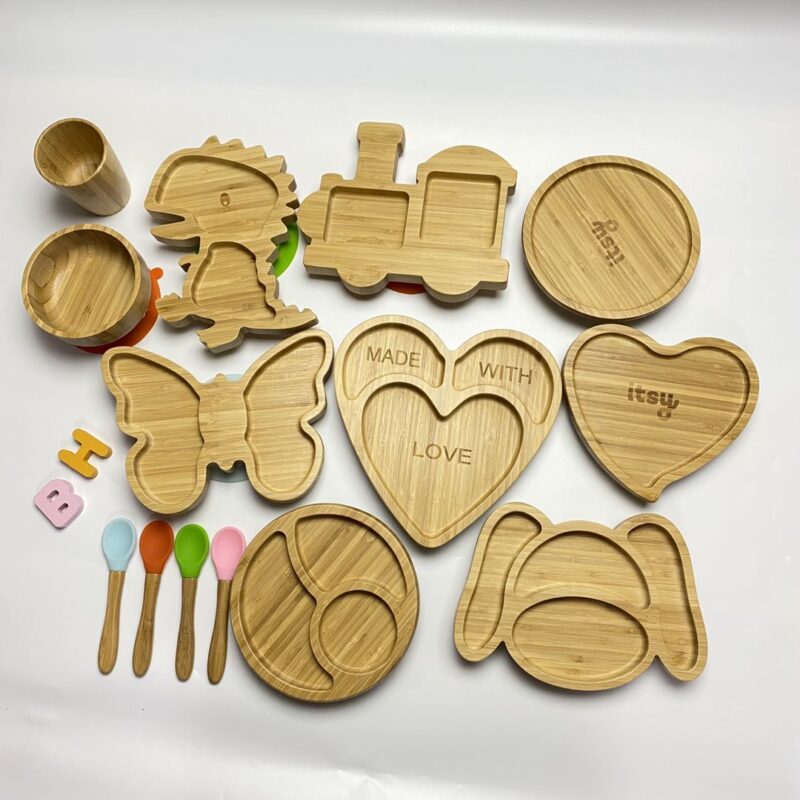 Tiger Bamboo Silicone Suction Plate for Baby Toddler with Spoon Set