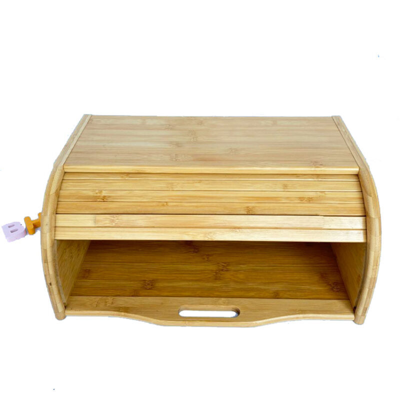 Natural Bamboo Roll Top Bread Box Kitchen Food Storage