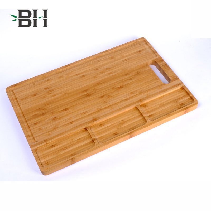 Bamboo Chopping Board with Juice Groove and Comparments