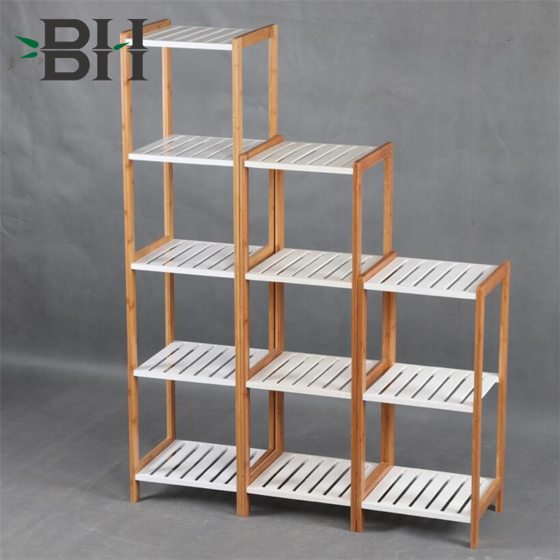 3/4/5 Tiers Bamboo Wooden White Shelves Set