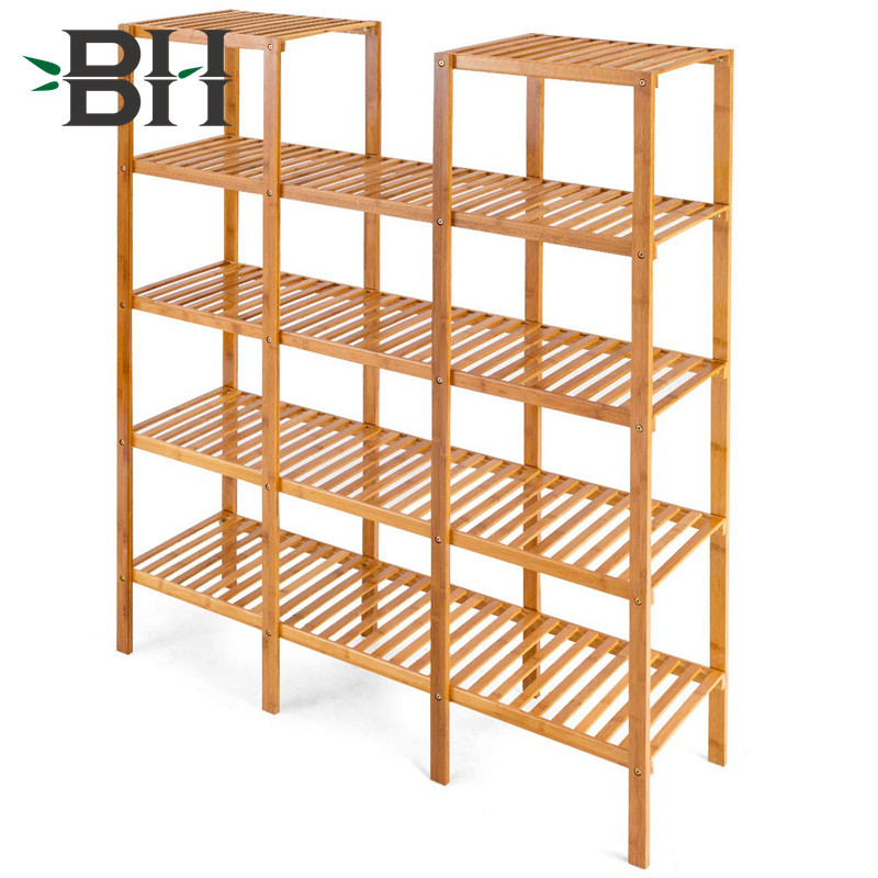 5-Tier Bamboo Utility Shelf Bathroom Stand Storage Organizer Rack