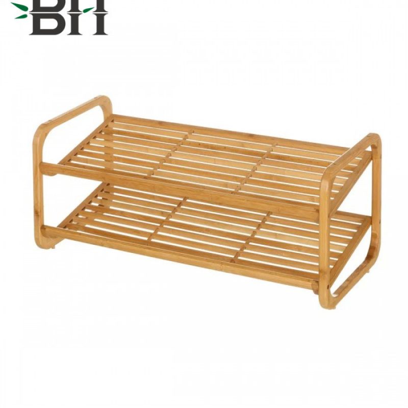 2 Tier Stackable Bamboo Shoe Rack