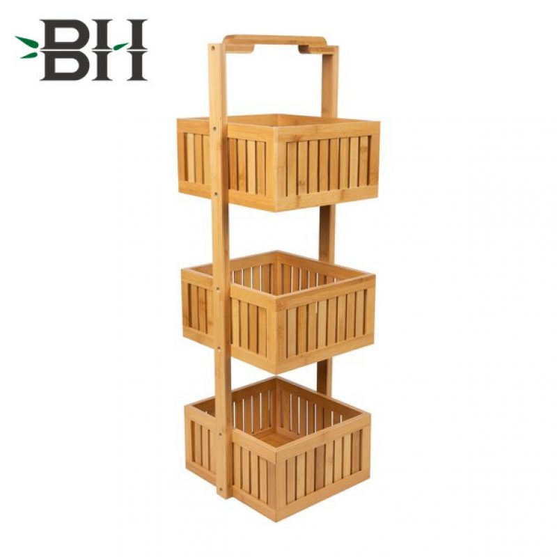 3 Tier Bamboo Free Standing Bathroom Organizer Caddy