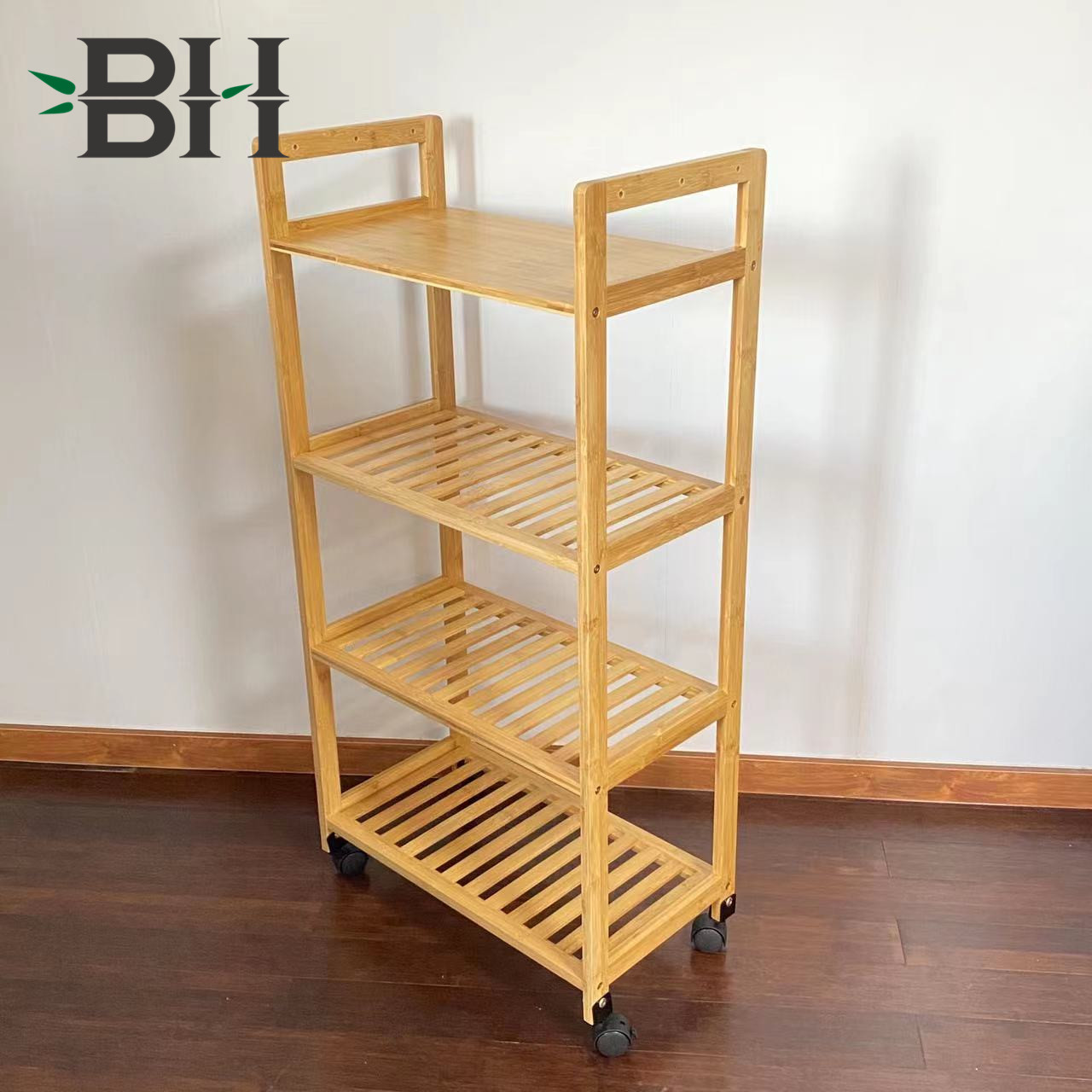 Bamboo 4-Tier Rolling Utility Cart, Bamboo Kitchen Cart, Bamboo ...