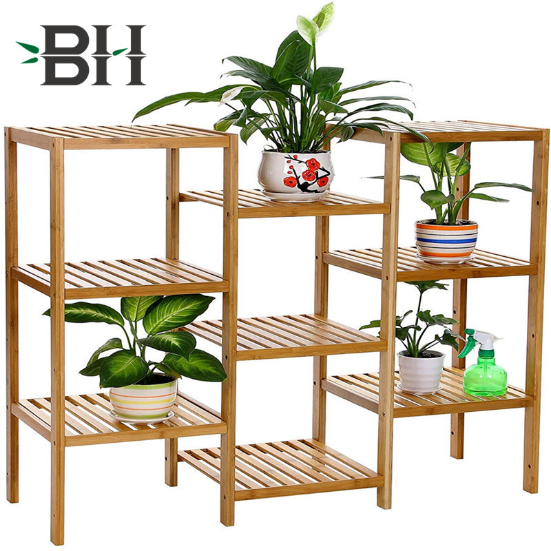 ９-Tier Bamboo Plant Stand Free Standing Storage Rack