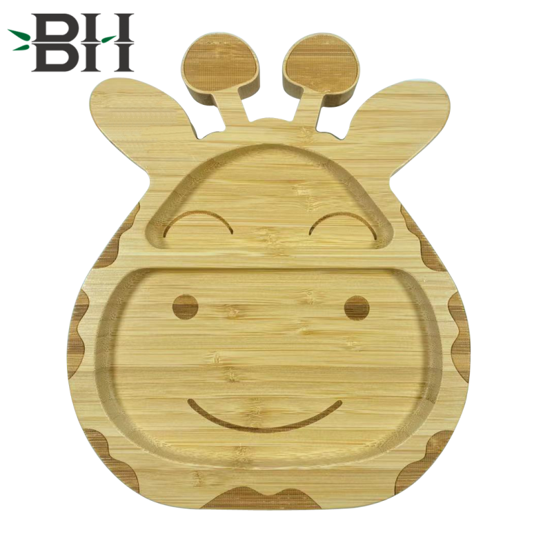 Girraffe Bamboo Silicone Suction Plate for Baby Toddler with Spoon Set