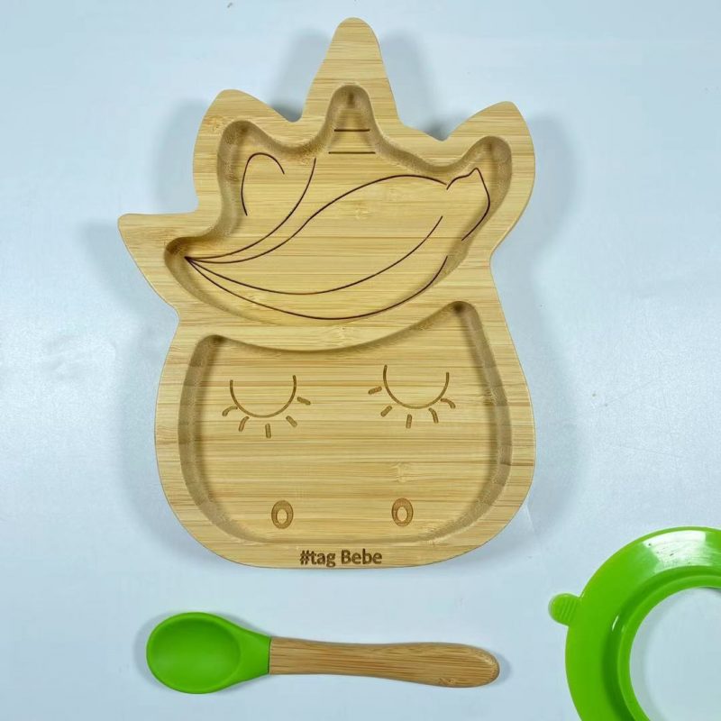 Unicorn Bamboo Silicone Suction Plate for Baby Toddler with Spoon Set