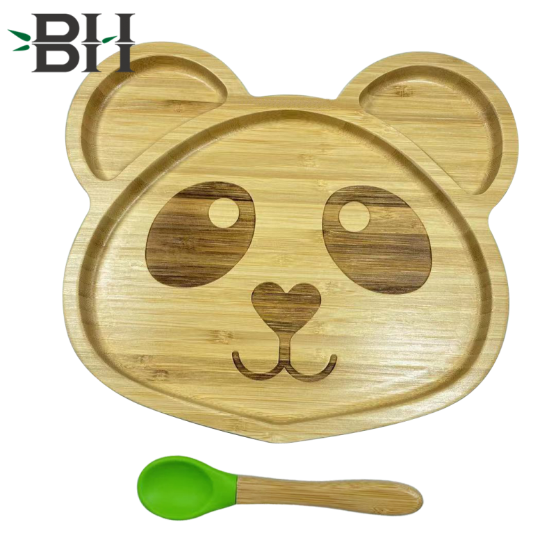 Bamboo Silicone Suction Plate for Baby Toddler with Spoon Set (Panda)