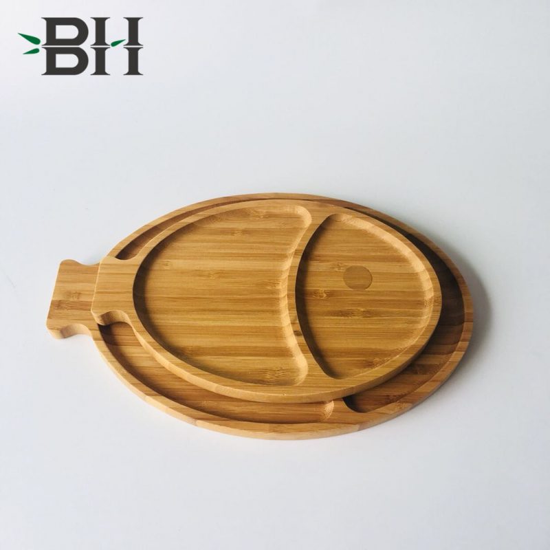 Bamboo Reusable Plates Fish Pattern Bamboo Plates