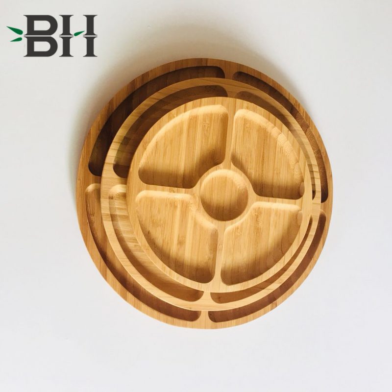 Bamboo Reusable Plates Round 5 Partitions Bamboo Plates