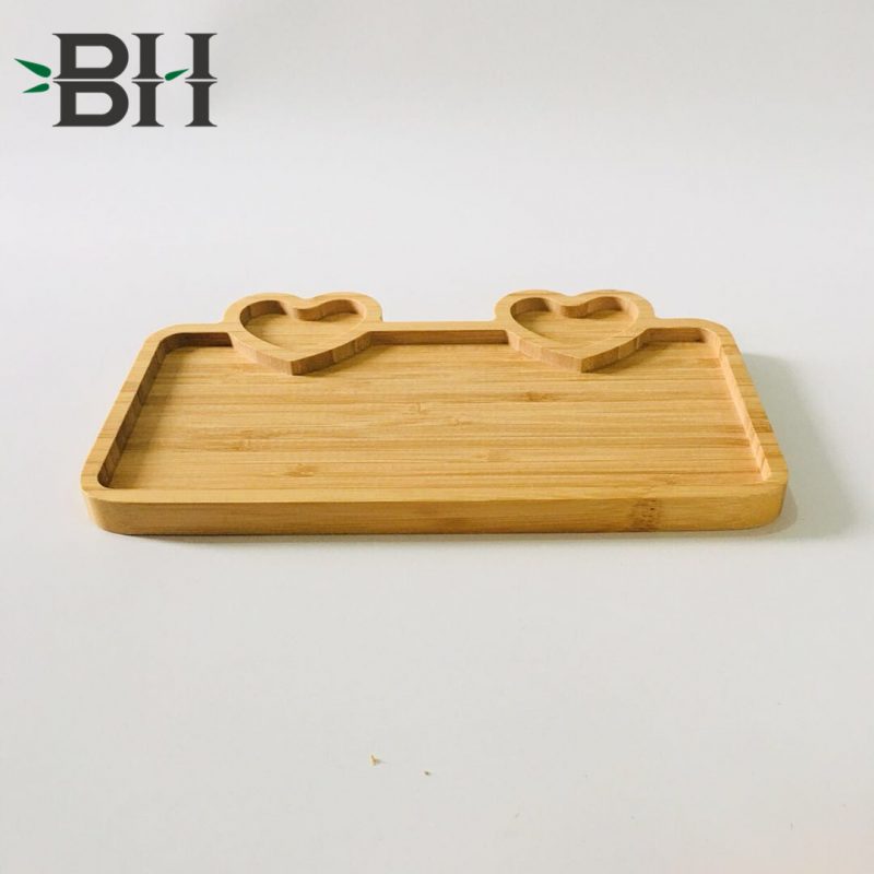 Bamboo Reusable Plates Heart Pattern Bamboo Serving Platter Tray