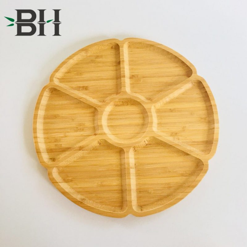 Bamboo Reusable Plates Round 7 Partitions Bamboo Serving Dishes