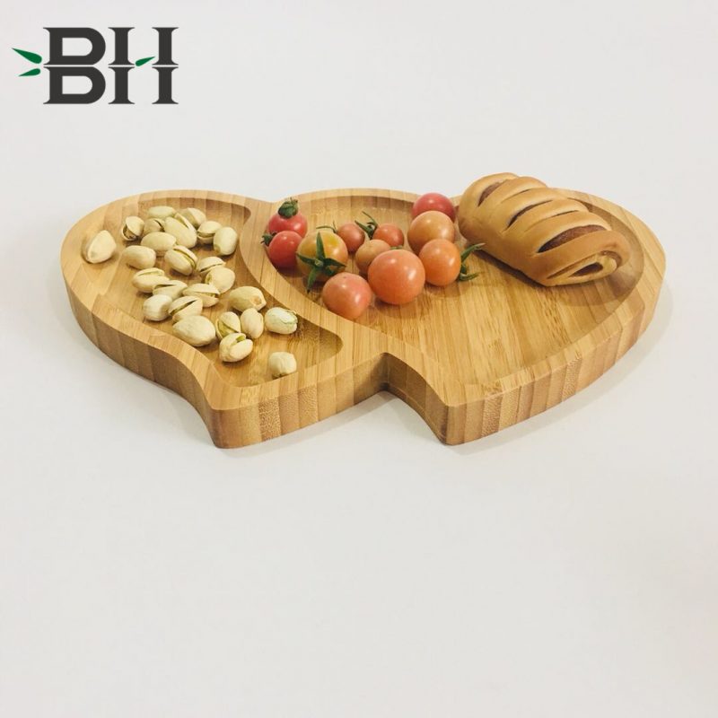 Bamboo Reusable Plates Heart Love Pattern Bamboo Dishes