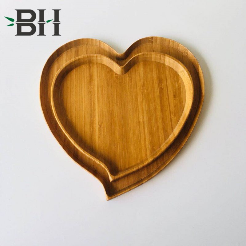 Bamboo Reusable Plates Bamboo Heart Plate Sets