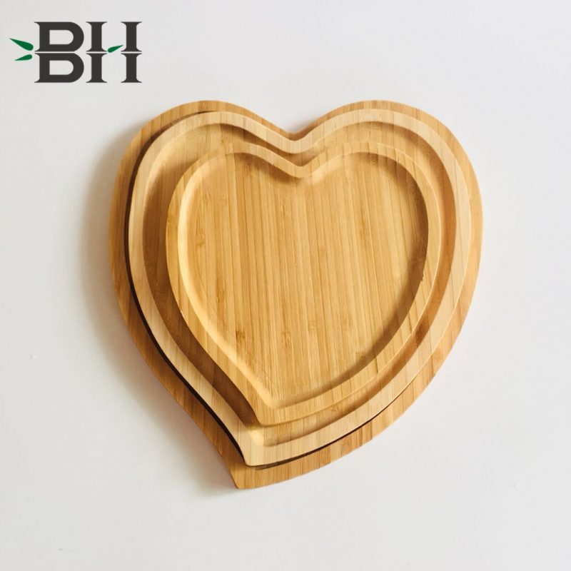 Bamboo Reusable Plates Bamboo Heart Plate Sets