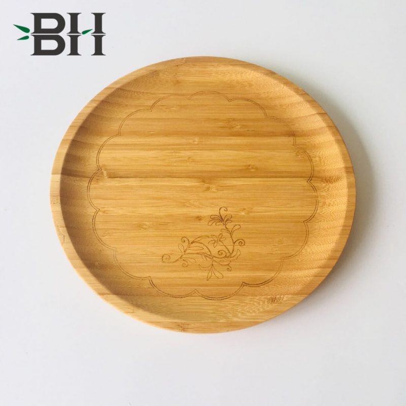 Bamboo Reusable Plates with Laser Engraving Patterns