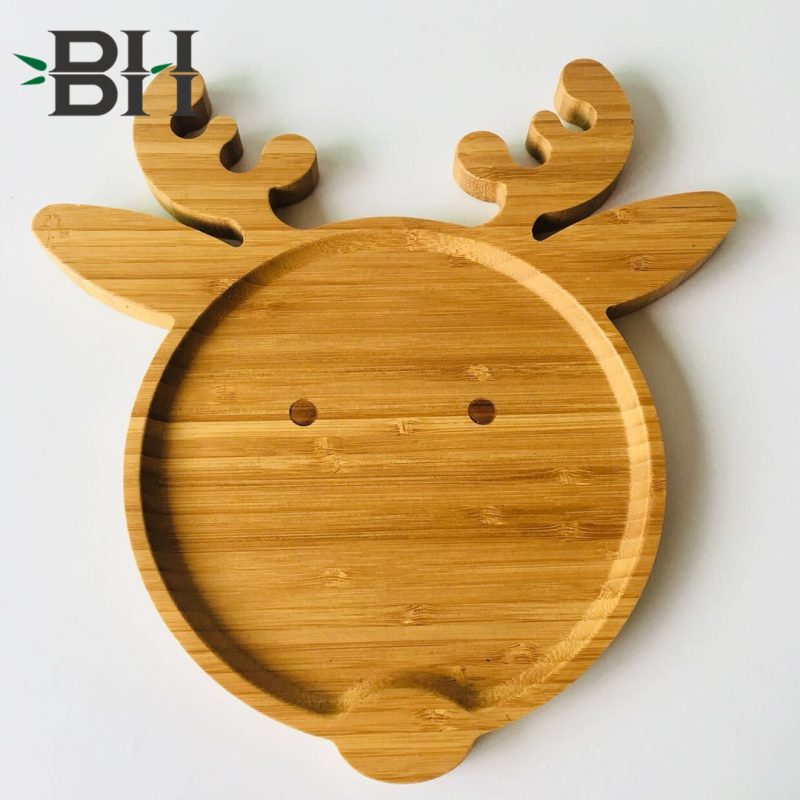 Bamboo Christmas Plates Reindeer Pattern