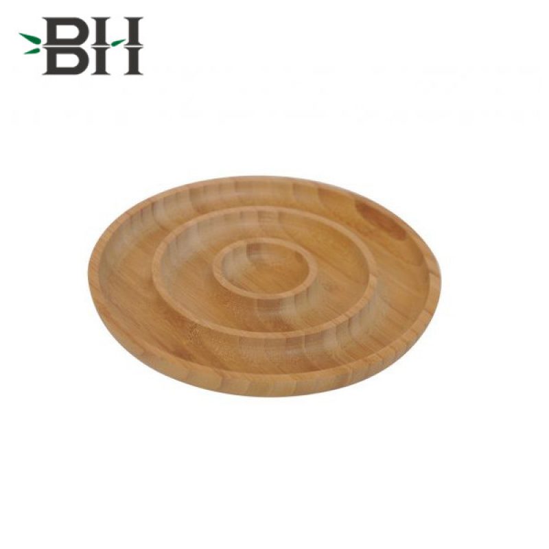 3 Section Round Bamboo Plates