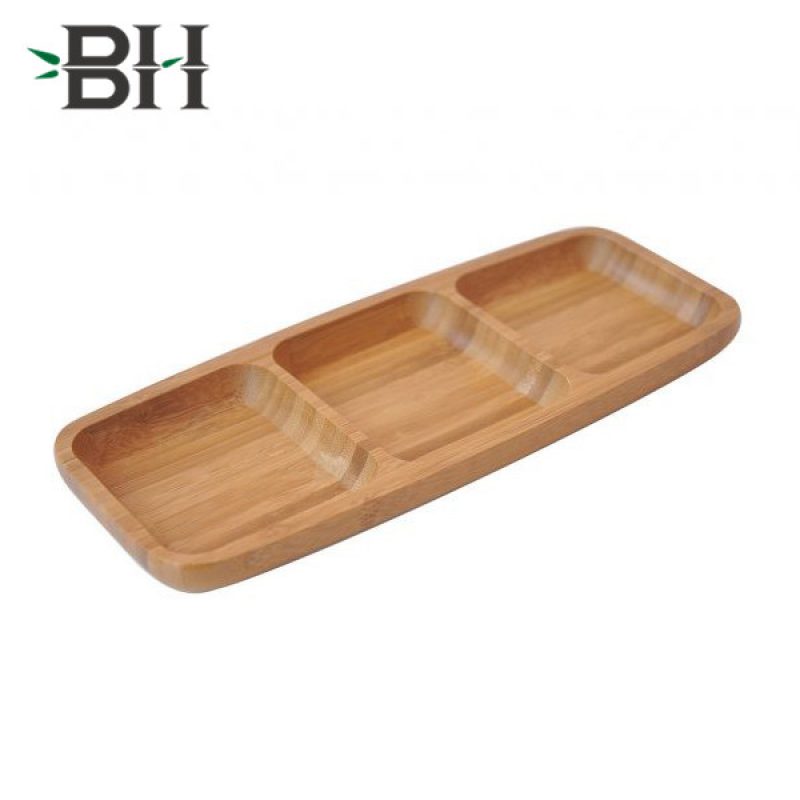 3 Compartments Bamboo Serving Plates