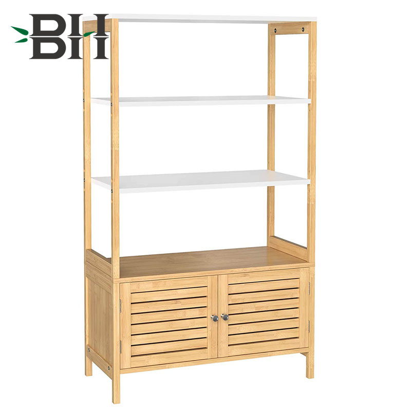 Bamboo Cabinet with 3 Shelves and 2 Doors