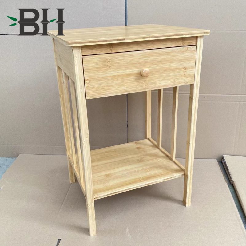 Bamboo Night Stand Side Table with Drawer