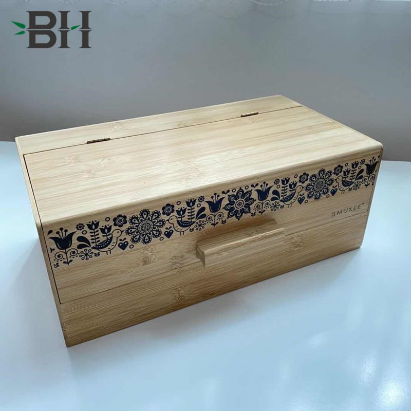 Bamboo Bread Box with Printing Decoration