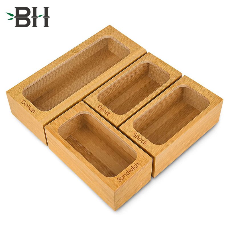 Bamboo Food Bags Storage Organizer Set of 4