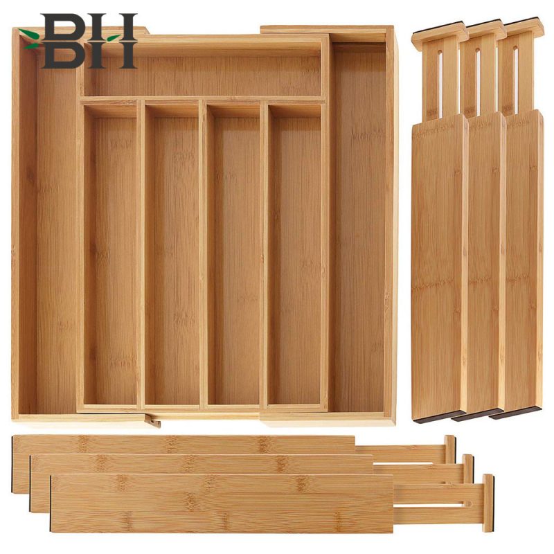 Bamboo Drawer Organizer With Bamboo Drawer Dividers Set