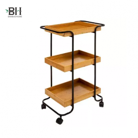 Factory Direct 3 Tier Bamboo Kitchen Storage Cart on Wheels