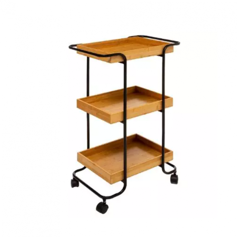 Factory Direct 3 Tier Bamboo Kitchen Storage Cart on Wheels